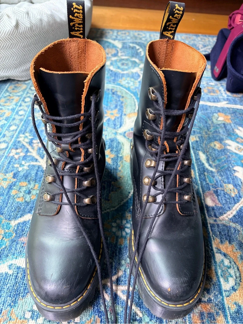 Doc Martins Black Leather Lace-Up Boots Size 7